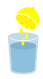 コップにはいった水にレモン汁を入れるイラスト